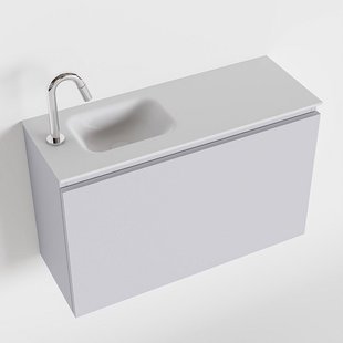 MONDIAZ OLAN 80cm toiletmeubel cale. LEX wastafel talc links 1 kraangat