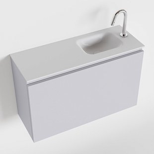 MONDIAZ OLAN 80cm toiletmeubel cale. LEX wastafel talc rechts 1 kraangat