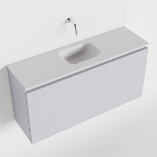 MONDIAZ OLAN 100cm toiletmeubel cale. LEX wastafel talc midden geen kraangat