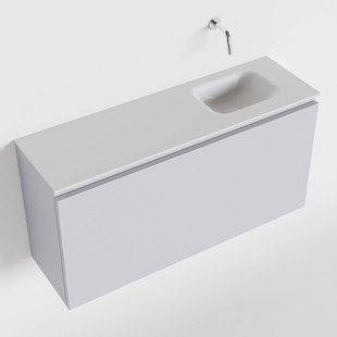 MONDIAZ OLAN 100cm toiletmeubel cale. LEX wastafel talc rechts geen kraangat