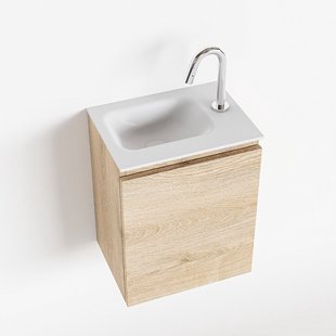 MONDIAZ OLAN 40cm toiletmeubel washed_oak. LEX wastafel talc links 1 kraangat