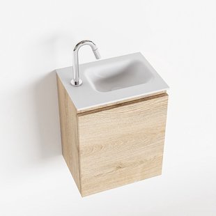 MONDIAZ OLAN 40cm toiletmeubel washed_oak. LEX wastafel talc rechts 1 kraangat