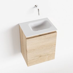 MONDIAZ OLAN 40cm toiletmeubel washed_oak. LEX wastafel talc rechts geen kraangat