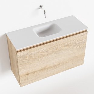 MONDIAZ OLAN 80cm toiletmeubel washed_oak. LEX wastafel talc midden geen kraangat