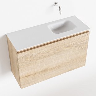 MONDIAZ OLAN 80cm toiletmeubel washed_oak. LEX wastafel talc rechts geen kraangat