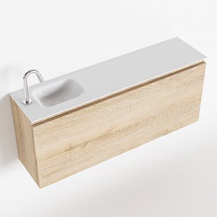MONDIAZ OLAN 120cm toiletmeubel washed_oak. LEX wastafel talc links 1 kraangat