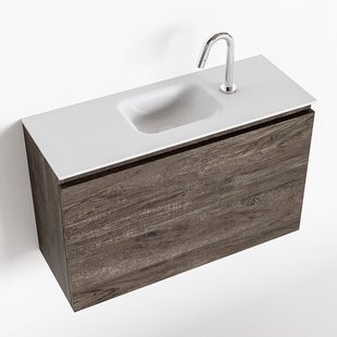 MONDIAZ OLAN 80cm toiletmeubel dark brown. LEX wastafel talc midden 1 kraangat MONDIAZ OLAN 80cm toiletmeubel dark brown. LEX wastafel talc midden 1 kraangat