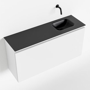 MONDIAZ OLAN 100cm toiletmeubel talc. LEX wastafel urban rechts geen kraangat