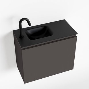 MONDIAZ OLAN 60cm toiletmeubel dark grey. LEX wastafel urban links 1 kraangat