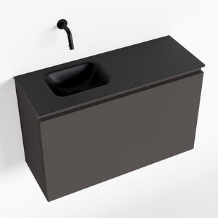 MONDIAZ OLAN 80cm toiletmeubel dark grey. LEX wastafel urban links geen kraangat