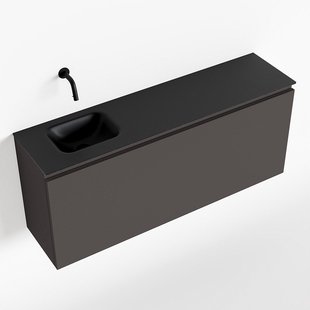 MONDIAZ OLAN 120cm toiletmeubel dark grey. LEX wastafel urban links geen kraangat