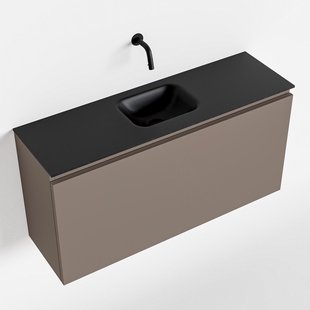 MONDIAZ OLAN 100cm toiletmeubel smoke. LEX wastafel urban midden geen kraangat