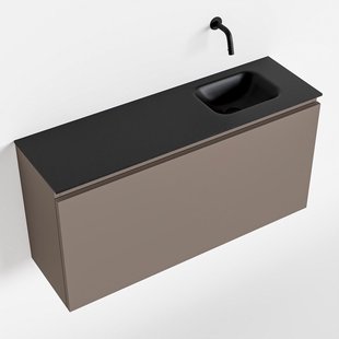 MONDIAZ OLAN 100cm toiletmeubel smoke. LEX wastafel urban rechts geen kraangat