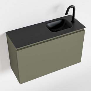 MONDIAZ OLAN 80cm toiletmeubel army. LEX wastafel urban rechts 1 kraangat