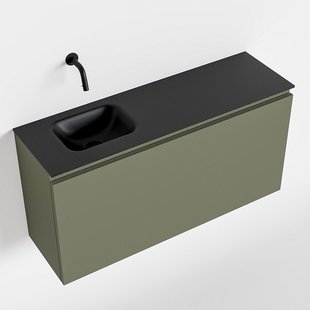 MONDIAZ OLAN 100cm toiletmeubel army. LEX wastafel urban links geen kraangat