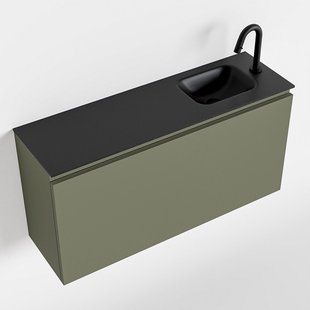 MONDIAZ OLAN 100cm toiletmeubel army. LEX wastafel urban rechts 1 kraangat