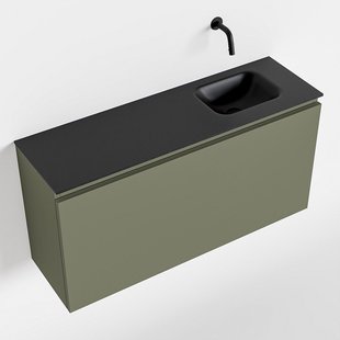 MONDIAZ OLAN 100cm toiletmeubel army. LEX wastafel urban rechts geen kraangat