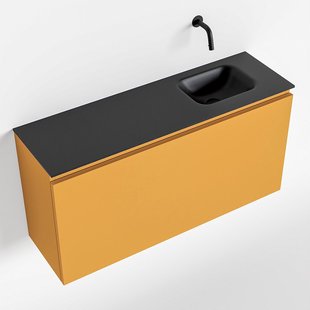MONDIAZ OLAN 100cm toiletmeubel ocher. LEX wastafel urban rechts geen kraangat