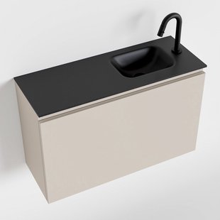 MONDIAZ OLAN 80cm toiletmeubel linen. LEX wastafel urban rechts 1 kraangat