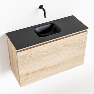 MONDIAZ OLAN 80cm toiletmeubel washed_oak. LEX wastafel urban midden geen kraangat