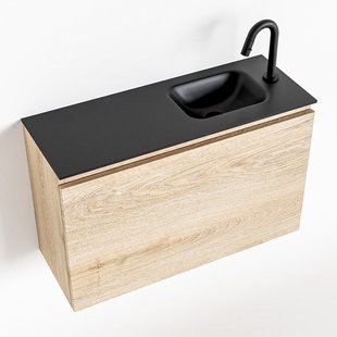 MONDIAZ OLAN 80cm toiletmeubel washed_oak. LEX wastafel urban rechts 1 kraangat