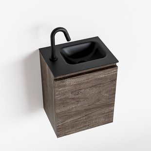 MONDIAZ OLAN 40cm toiletmeubel dark brown. LEX wastafel urban rechts 1 kraangat