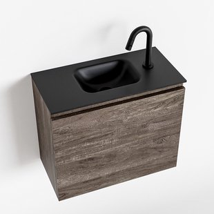 MONDIAZ OLAN 60cm toiletmeubel dark brown. LEX wastafel urban midden 1 kraangat