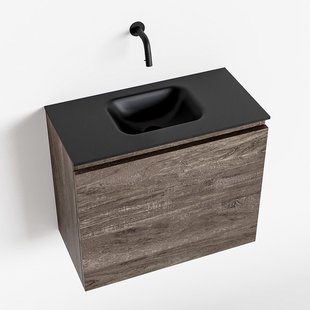 MONDIAZ OLAN 60cm toiletmeubel dark brown. LEX wastafel urban midden geen kraangat