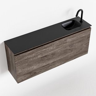 MONDIAZ OLAN 120cm toiletmeubel dark brown. LEX wastafel urban rechts 1 kraangat