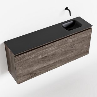 MONDIAZ OLAN 120cm toiletmeubel dark brown. LEX wastafel urban rechts geen kraangat