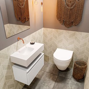 MONDIAZ ANDOR 60cm toiletmeubel talc. LEX 60cm wastafel talc links geen kraangat