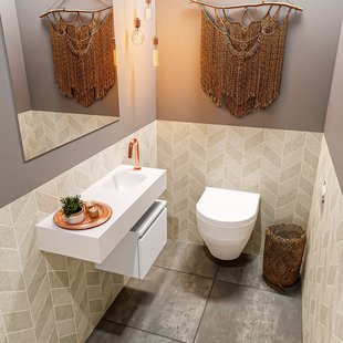 MONDIAZ ANDOR 40cm toiletmeubel talc. LEX 80cm wastafel talc rechts 1 kraangat