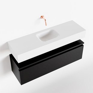 MONDIAZ ANDOR 100cm toiletmeubel urban. LEX 100cm wastafel talc midden geen kraangat