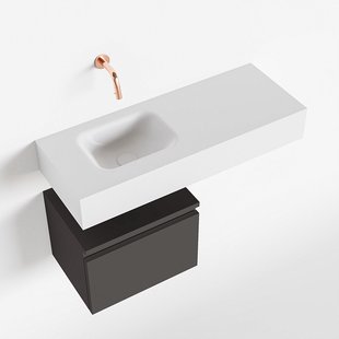 MONDIAZ ANDOR 40cm toiletmeubel dark grey. LEX 80cm wastafel talc links geen kraangat