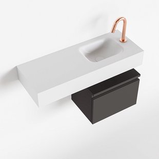 MONDIAZ ANDOR 40cm toiletmeubel dark grey. LEX 80cm wastafel talc rechts 1 kraangat