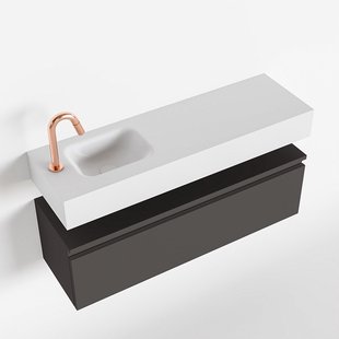 MONDIAZ ANDOR 100cm toiletmeubel dark grey. LEX 100cm wastafel talc links 1 kraangat