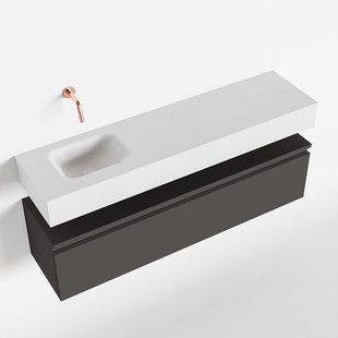 MONDIAZ ANDOR 120cm toiletmeubel dark grey. LEX 120cm wastafel talc links geen kraangat