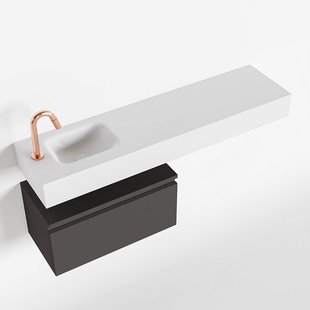 MONDIAZ ANDOR 60cm toiletmeubel dark grey. LEX 120cm wastafel talc links 1 kraangat