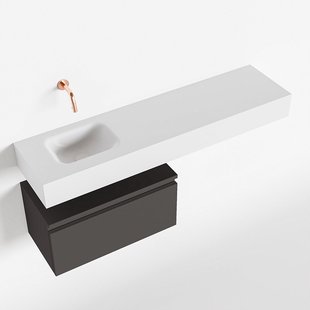 MONDIAZ ANDOR 60cm toiletmeubel dark grey. LEX 120cm wastafel talc links geen kraangat