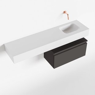 MONDIAZ ANDOR 60cm toiletmeubel dark grey. LEX 120cm wastafel talc rechts geen kraangat