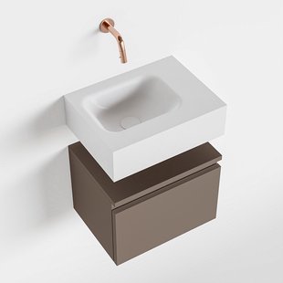 MONDIAZ ANDOR 40cm toiletmeubel smoke. LEX 40cm wastafel talc links geen kraangat