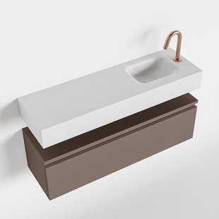 MONDIAZ ANDOR 100cm toiletmeubel smoke. LEX 100cm wastafel talc rechts 1 kraangat