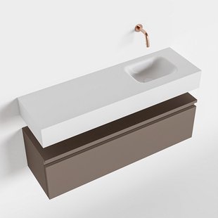 MONDIAZ ANDOR 100cm toiletmeubel smoke. LEX 100cm wastafel talc rechts geen kraangat