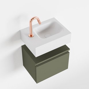 MONDIAZ ANDOR 40cm toiletmeubel army. LEX 40cm wastafel talc rechts 1 kraangat