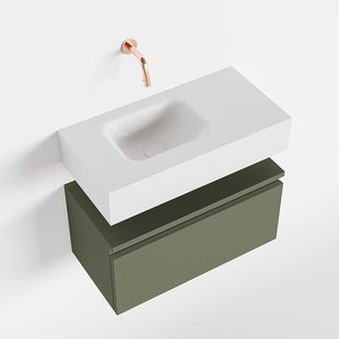 MONDIAZ ANDOR 60cm toiletmeubel army. LEX 60cm wastafel talc links geen kraangat