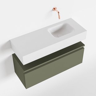 MONDIAZ ANDOR 80cm toiletmeubel army. LEX 80cm wastafel talc rechts geen kraangat