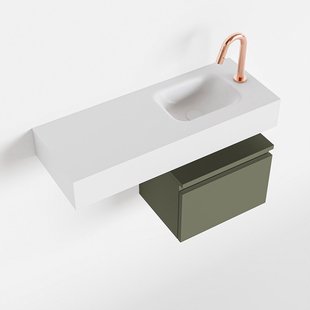 MONDIAZ ANDOR 40cm toiletmeubel army. LEX 80cm wastafel talc rechts 1 kraangat