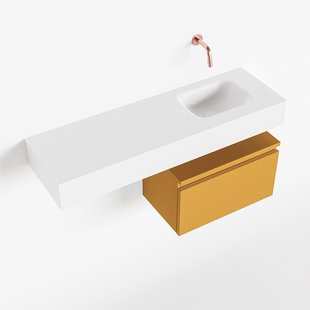 MONDIAZ ANDOR 50cm toiletmeubel ocher. LEX 100cm wastafel talc rechts geen kraangat