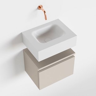 MONDIAZ ANDOR 40cm toiletmeubel linen. LEX 40cm wastafel talc midden geen kraangat