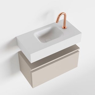 MONDIAZ ANDOR 60cm toiletmeubel linen. LEX 60cm wastafel talc midden 1 kraangat